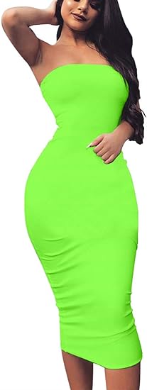 Strapless Bodycon Midi Club Dress