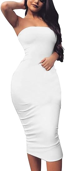 Strapless Bodycon Midi Club Dress