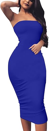 Strapless Bodycon Midi Club Dress