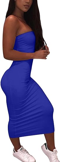 Strapless Bodycon Midi Club Dress