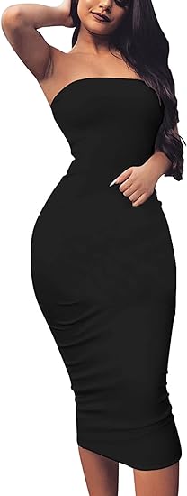 Strapless Bodycon Midi Club Dress